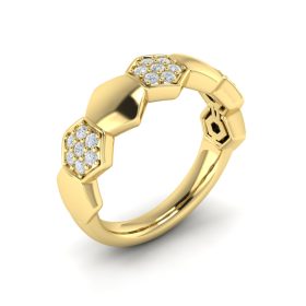 Vlora Serafina Collection Yellow Gold Diamond Honeycomb Ring