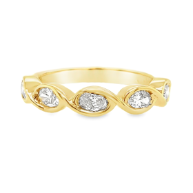 Yellow Gold Marquise Bezel 5 Stone Diamond Ring