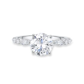 White Gold Round and Marquise Diamond Engagement Ring