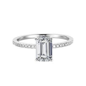 White Gold Emerald Cut Diamond Engagement Ring Setting