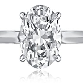 Oval Cut Solitaire Diamond Engagement Ring with Quilted Interior