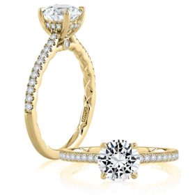 Four Prong Engagement Ring with Diamond Band