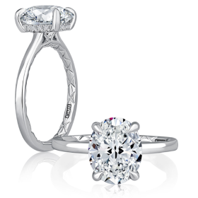 Oval Cut Solitaire Diamond Engagement Ring with Quilted Interior