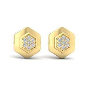Yellow Gold Serafina Collection Geometric Diamond Cluster Stud Earrings