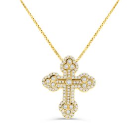 Grazia Collection Small Two Tone Gold Diamond Cross Necklace