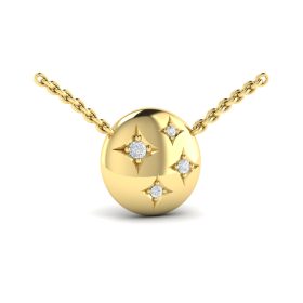 Vlora Estrella Collection Yellow Gold Diamond Star Map Disc Necklace