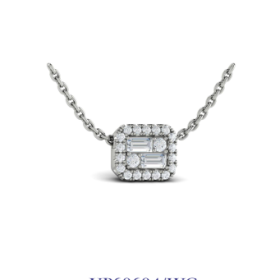Diamond Baguette Halo Pendant Necklace