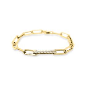Yellow Gold Diamond Paper Clip Bracelet