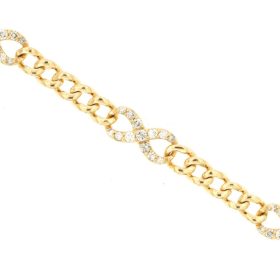 Ancona Yellow Gold Infinity Diamond Curb Bracelet