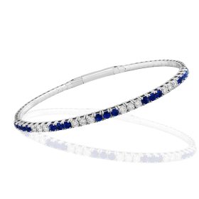 Sapphire and Diamond Bangle in White Gold