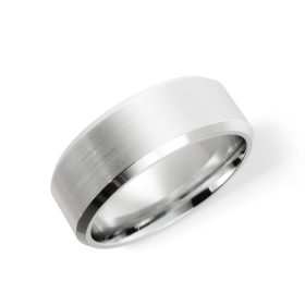 White Gold Satin and Polished Gent's Wedding Band