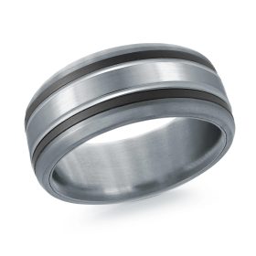 Polished Carbon Fiber And Tantalum White Gold Ring