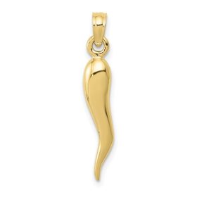 Yellow Gold Solid Italian Horn pendant
