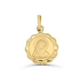 Yellow Gold Petite Puffed Mother Mary Charm