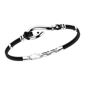 Sterling Silver Black Chord Bracelet