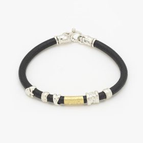 Misani Grand Tour 5mm Leather Bracelet with 18K Gold & Silver