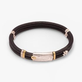 Misani Grand Tour Double Leather Bracelet with 18K Gold & Silver Accents