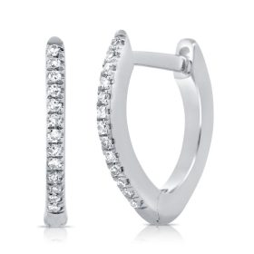White Gold Diamond Fancy Huggie Hoop Earrings