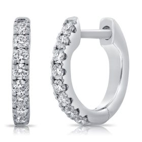 Ancona White Gold Diamond Huggie Hoop Earrings