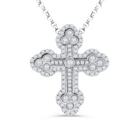 3 in 1 White Gold Diamond Cross Necklace Pendant