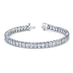 White Gold Emerald Cut Diamond Tennis Braeclet