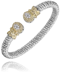 ahan Two-Tone Gold Diamond Crown-Cap Bangle