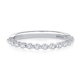 Delicate Shared Single Prong Halfway Diamond Wedding Band