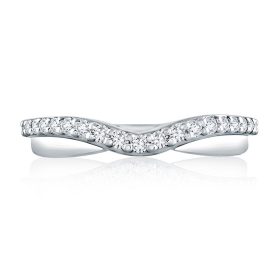 Curved Diamond and Polished Wedding Band