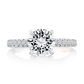 Classic Hidden Pavé Round Center Diamond Engagement Ring