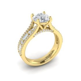 Vlora Yellow Gold Split Shank Diamond Engagement Ring Setting