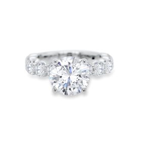 White Gold Round Diamond Buttercup Band Engagement Ring