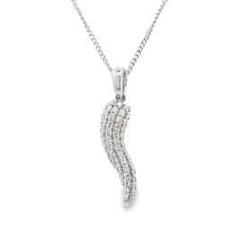 White Gold Diamond Cornicello Pendant