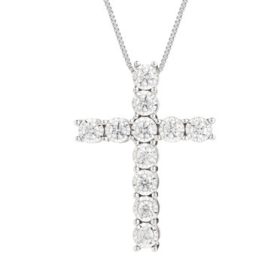 Round Diamond Cross Necklace Pendant