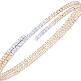 Two-Tone Diamond Bypass Beaded Bangle