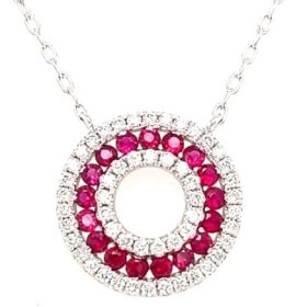 Ancona White Gold Diamond Circle Pendant Necklace