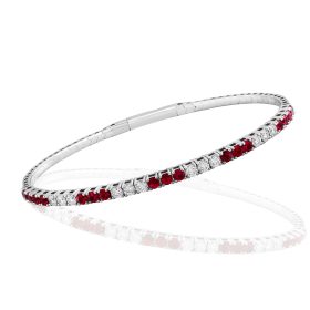 Ruby and Diamond Bangle in White Gold