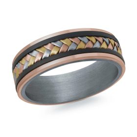 Tri-Color Rose Gold And Tantalum Polished Band