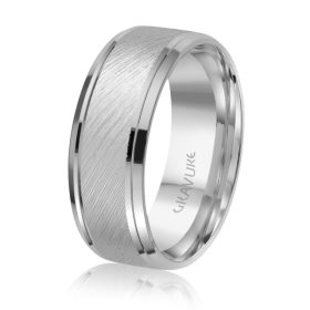 Satin-Finish White Gold Wedding Band with Polished Edges