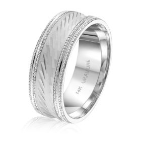 Structured Texture White Gold Men's Band
