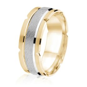 Two-Tone Yellow & White Gold Satin Band