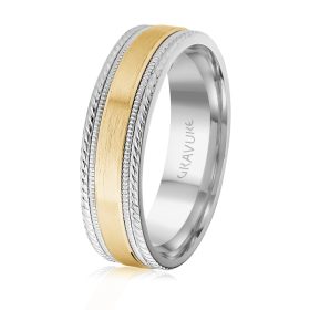 Two-Tone White & Yellow Gold Wedding Band
