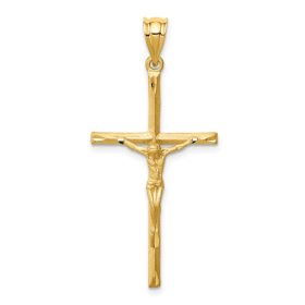 Yellow Gold Solid Diamond Cut Crucifix Pendant
