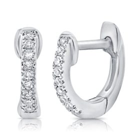 White Gold Diamond Huggie Hoops