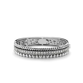 Ti Sento Silver White Stone Bangle Bracelet