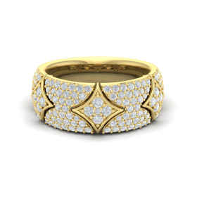 Ancona Yellow Gold Diamond Multirow Pavé Ring