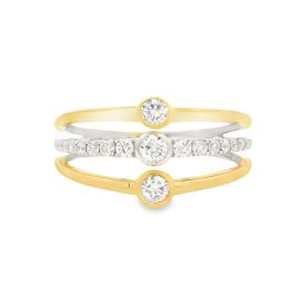 Tri-Color Gold Diamond Multirow Ring