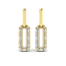 Ancona Yellow Gold Diamond Baguette Drop Earrings