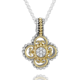 Moiré Beaded Diamond Pendant in Gold & Silver