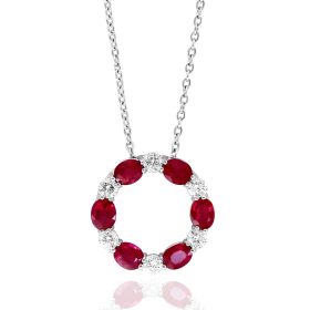 Ancona White Gold Ruby & Diamond Circle Pendant