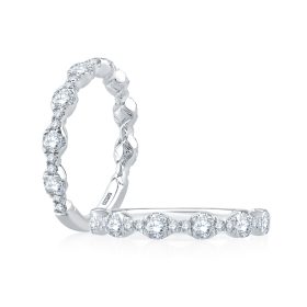 Floating Bubble Diamond Wedding Band with Quilted Interior